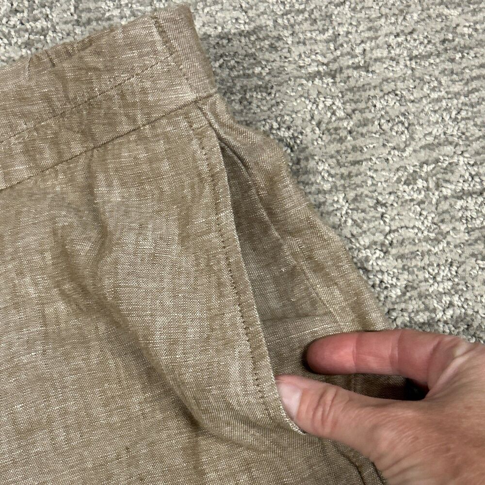 J Jill Love Linen Pants Womens 2X 100% Linen Tan Ankle Cropped Stretch Pockets - Picture 4 of 7